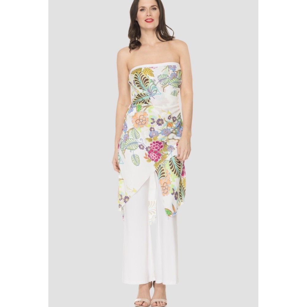 Joseph Ribkoff floral print jumpsuit wraparound Sz 10 NWT resortwear vacay